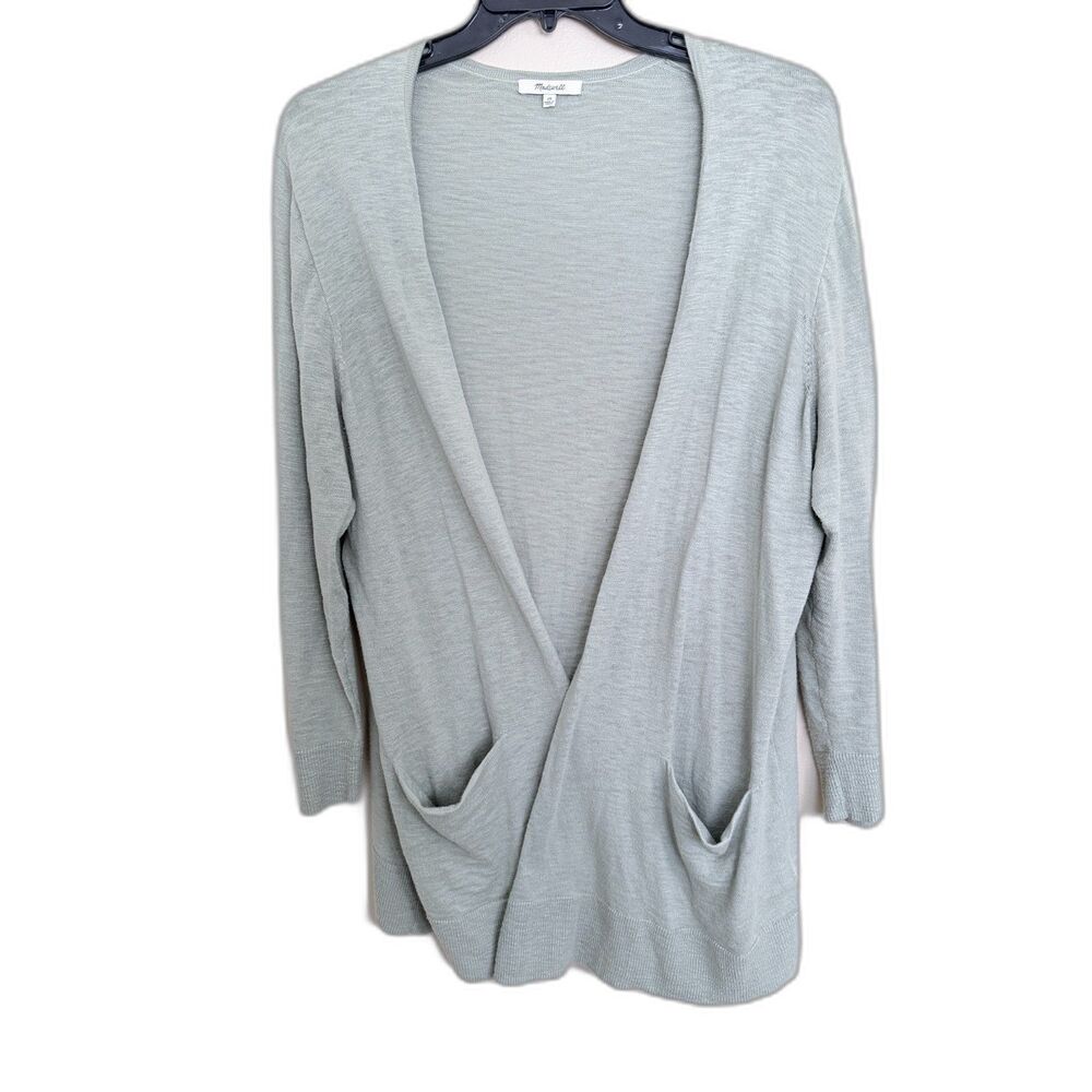 Madewell Ryder Cardigan Sweater Marled Sage Green Size XXL Pockets Soft Knit‎